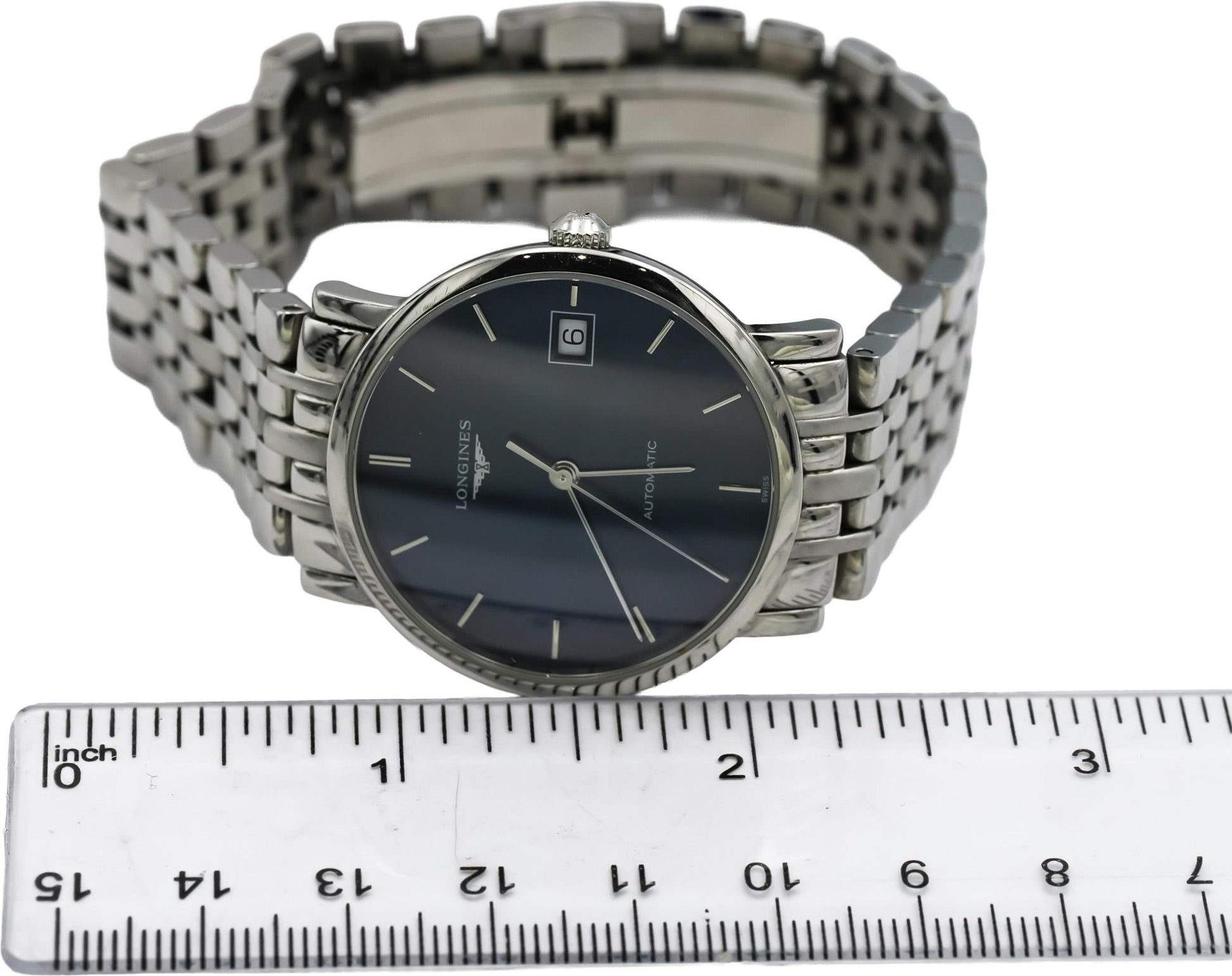 LONGINES Stainless Steel Elegant Collection Blue Dial Automatic Watch w/ B & P