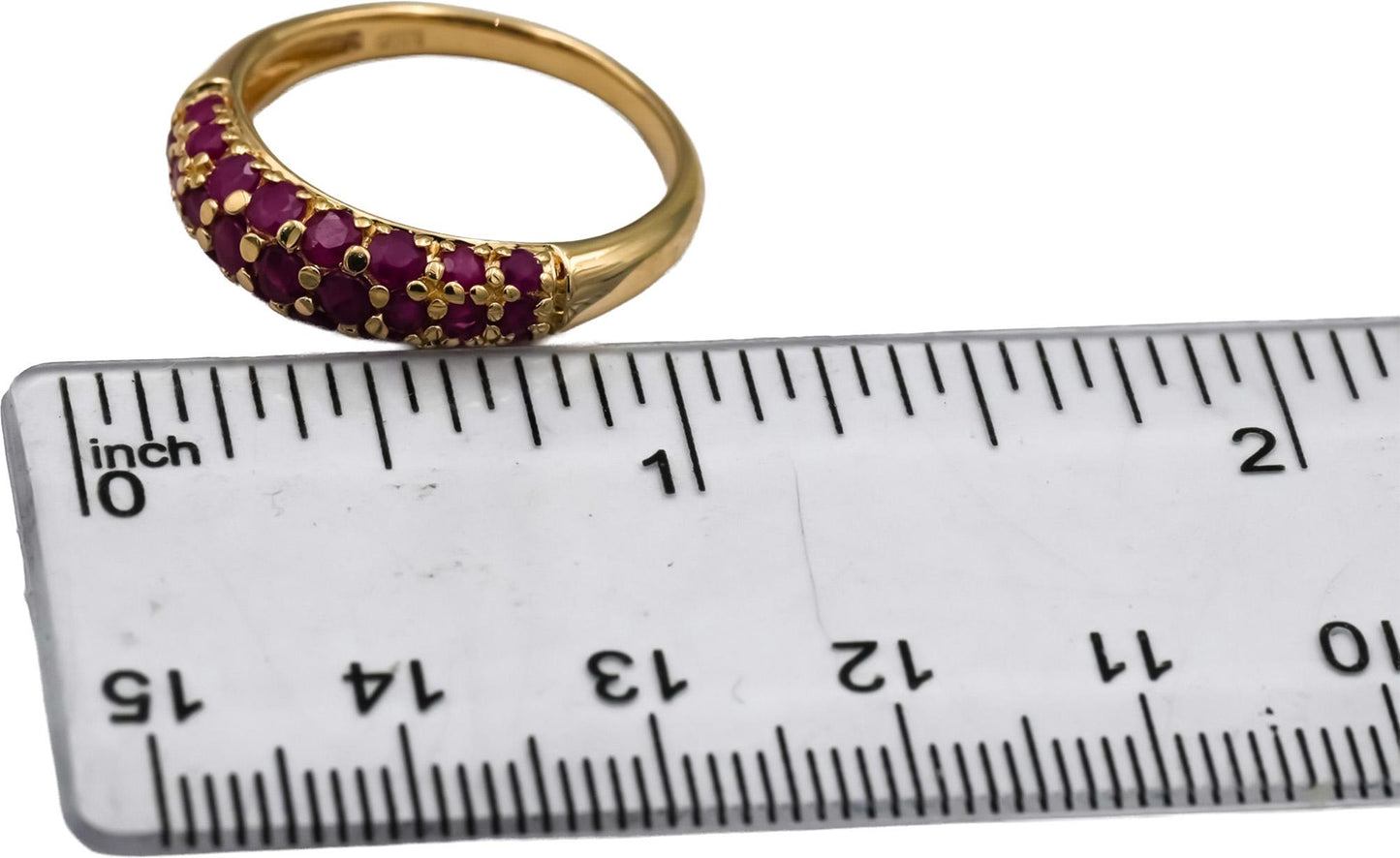 14k Yellow Gold Round Ruby Band Ring 0.55CT Size 8.25
