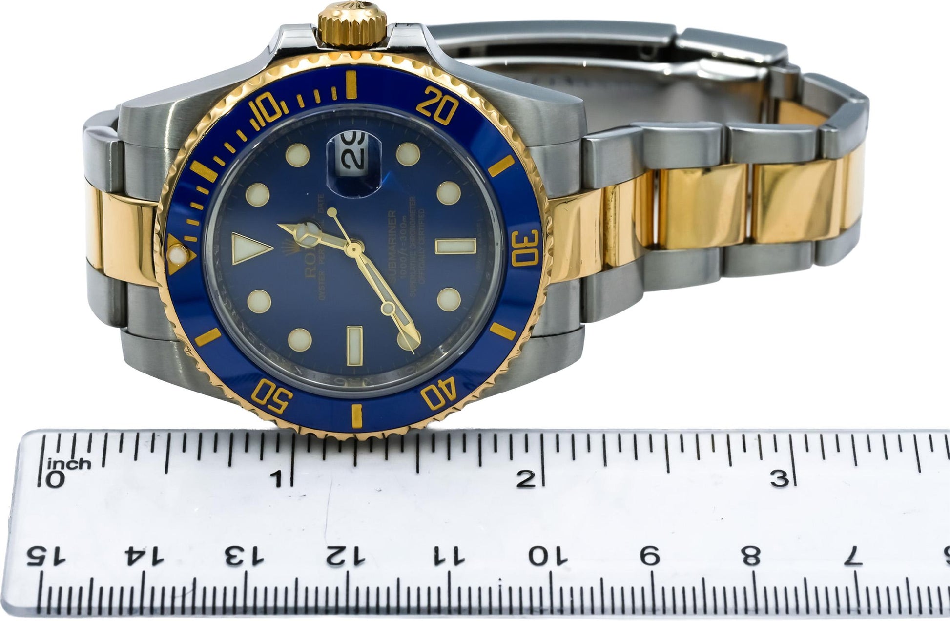 ROLEX 18k Stainless Steel Submariner Date Blue Dial Automatic Watch Ref 16613