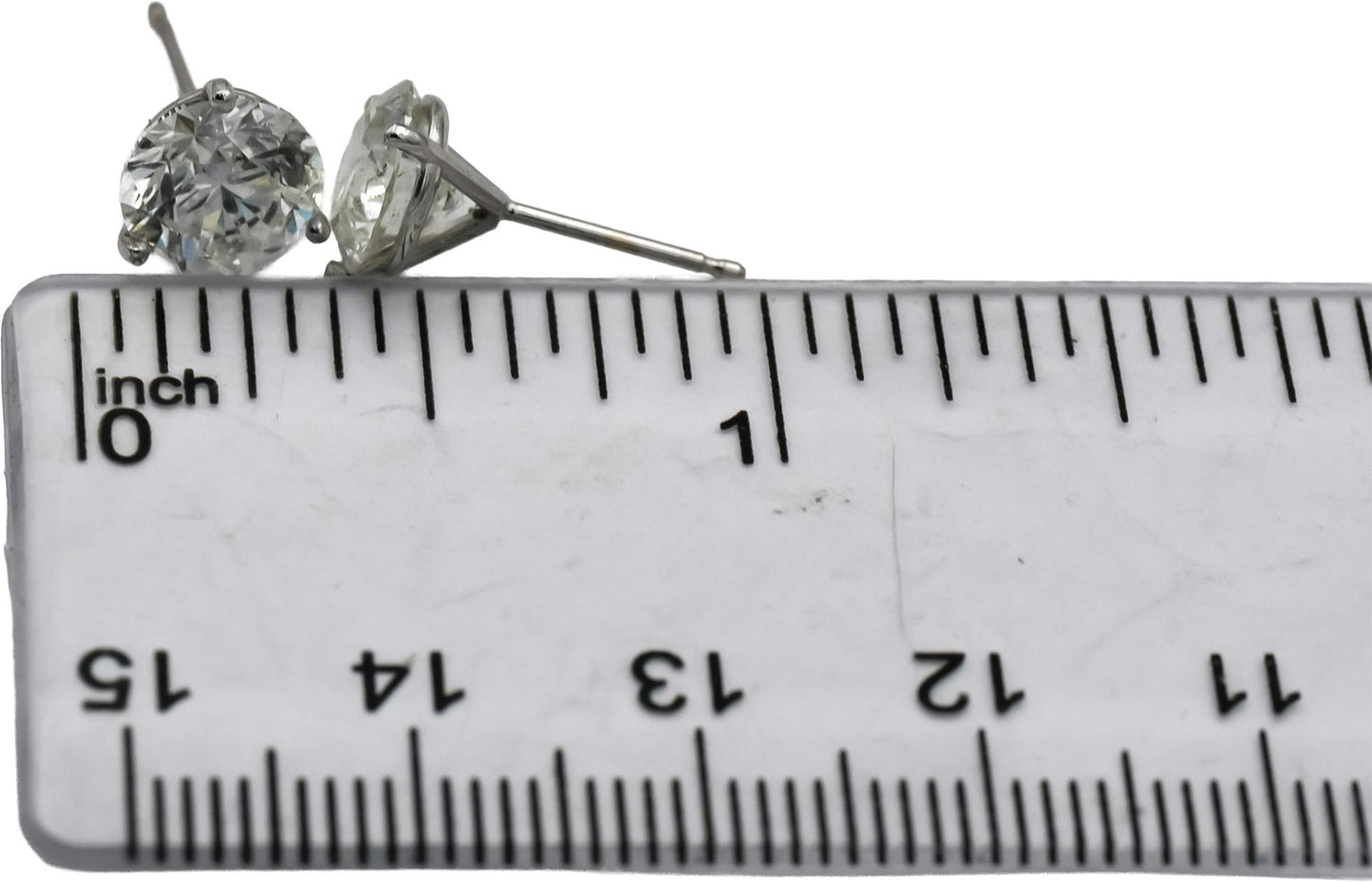 GIA Certified 14k White Gold I2/G Round Diamond Martini Stud Earrings 3.36CT