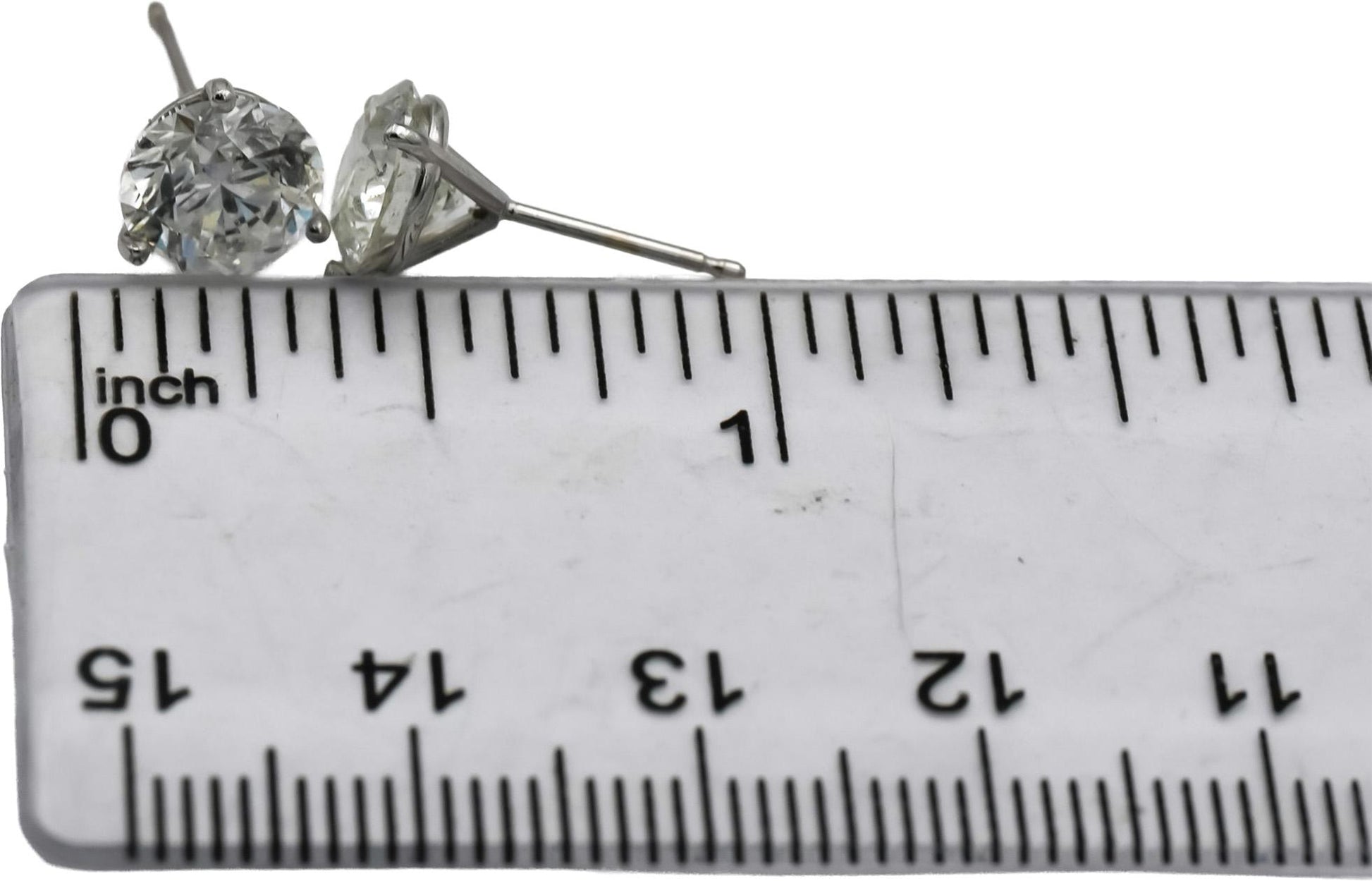 GIA Certified 14k White Gold I2/G Round Diamond Martini Stud Earrings 3.36CT