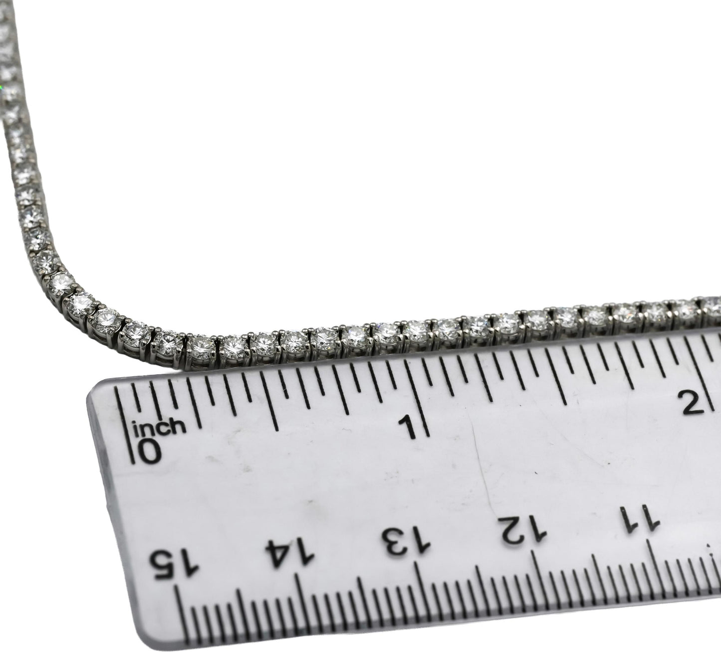 14k White Gold VS Round Lab-Grown Diamond Tennis Necklace 10.19CT