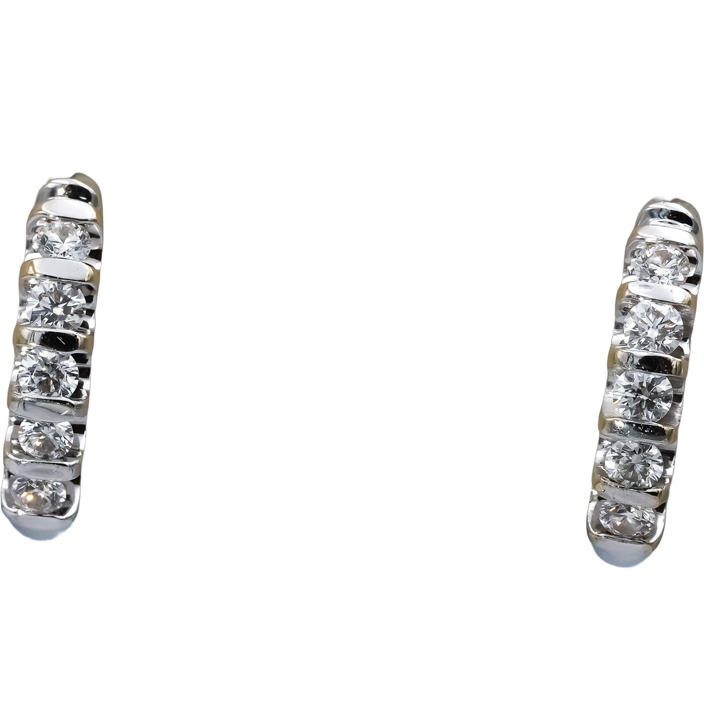 18k White Gold VS Round Diamond Huggie Earrings 0.50CT