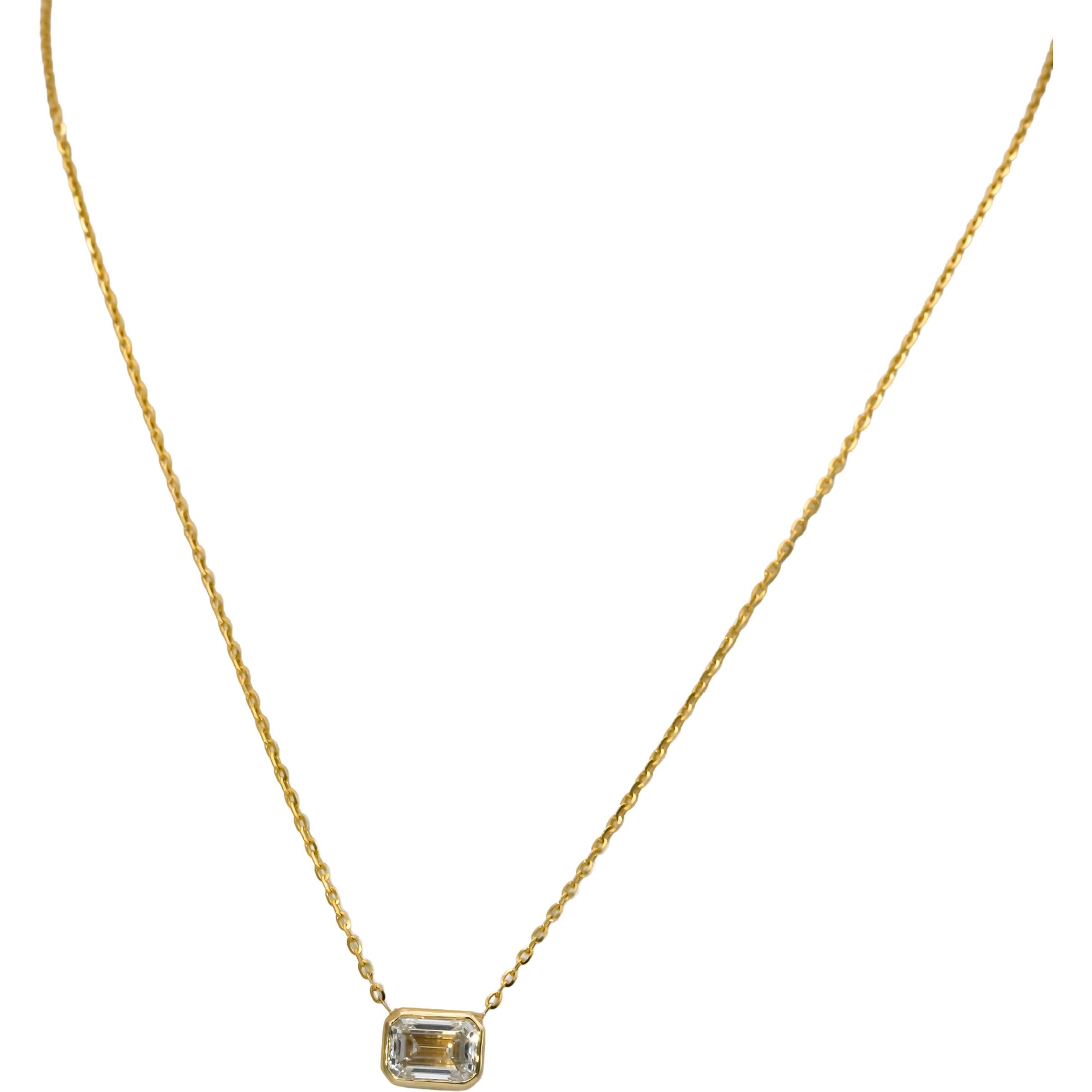 14k Yellow Gold VS Radiant Cut Lab-Grown Diamond Pendant Necklace 3.69CT