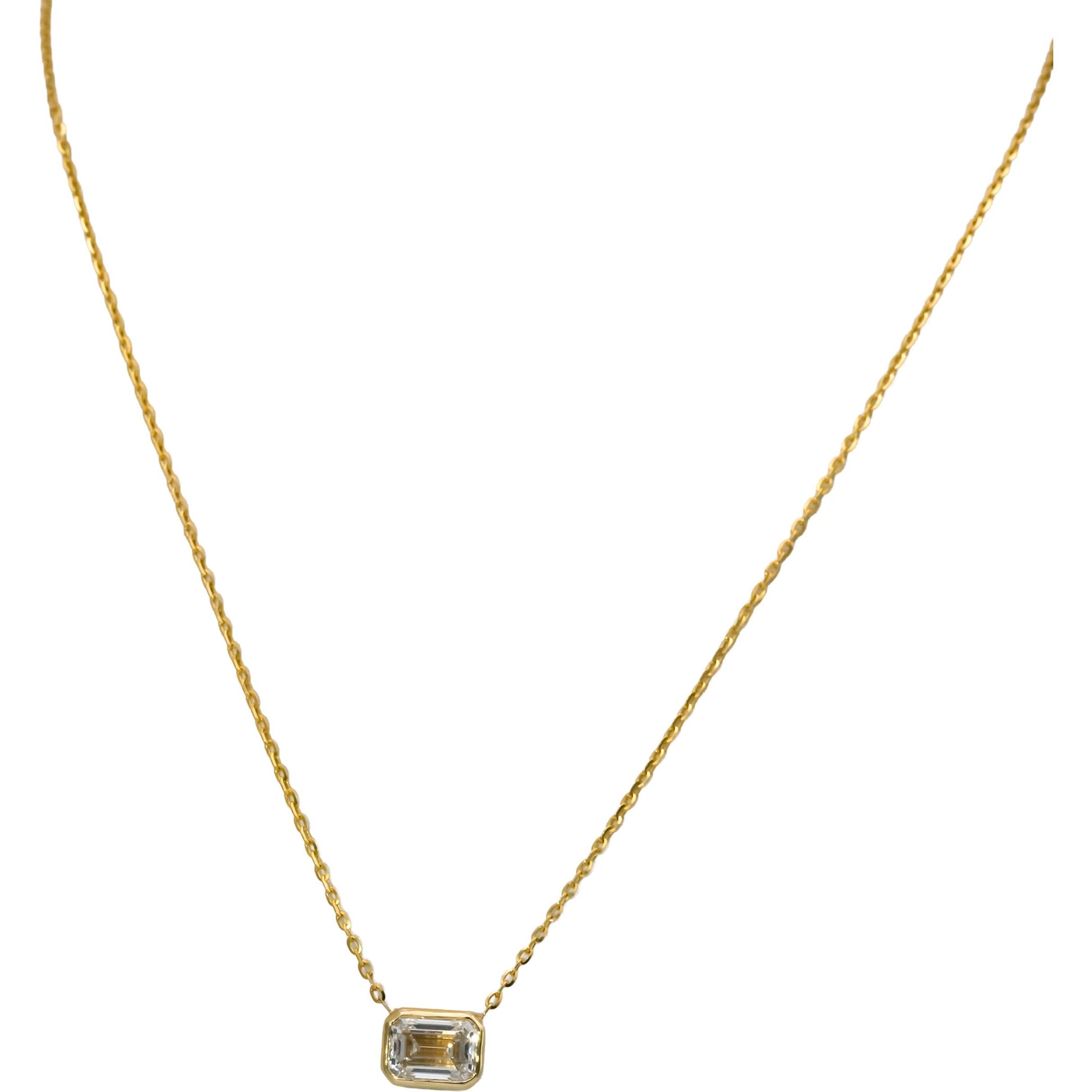 14k Yellow Gold VS Radiant Cut Lab-Grown Diamond Pendant Necklace 3.69CT