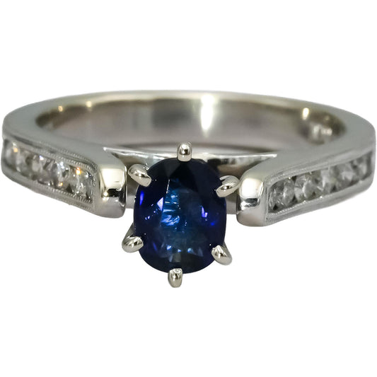 14k White Gold VS Diamond and Sapphire Cocktail Ring 1.19CT Size 6