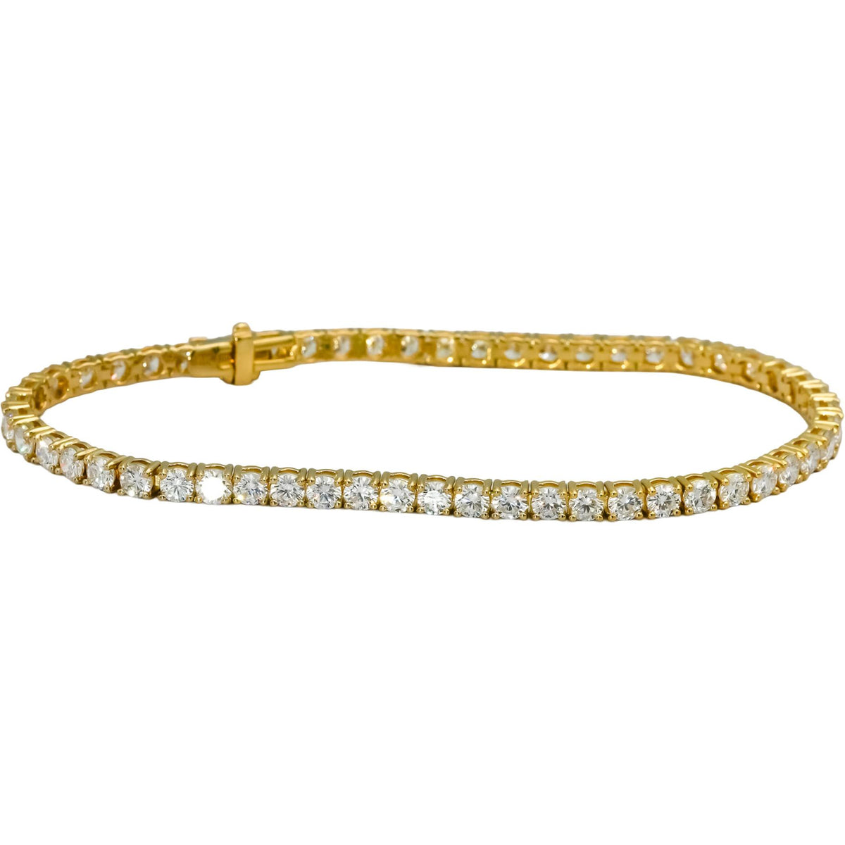 14k Yellow Gold VS Round Lab-Grown Diamond Tennis Bracelet 5.45CT