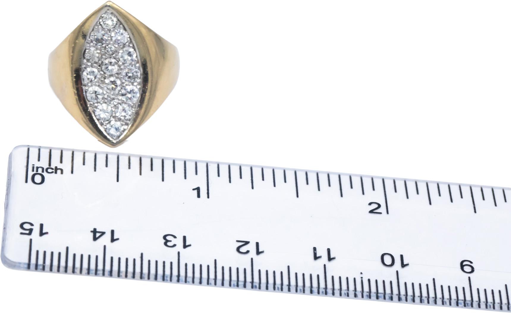 14k Yellow & White Gold 0.70CT VS Round Cut Diamond Cocktail Ring Size 6