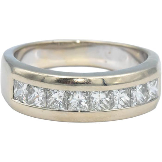 18k White Gold VS Princess Cut Channel Set Men's Band Ring 2.0CT Size 10.75