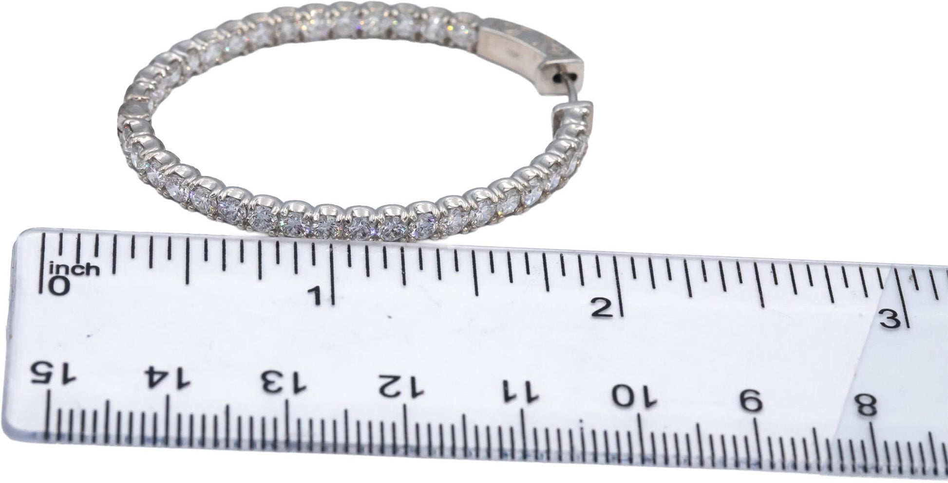 18k White Gold VS Round Diamond Oval Inside Out Hoop Earrings 5.75CT