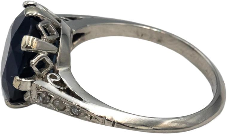 GIA Vintage Antique Platinum Sri Lanka Sapphire & Diamond Ring 8.14CT Size 7.25