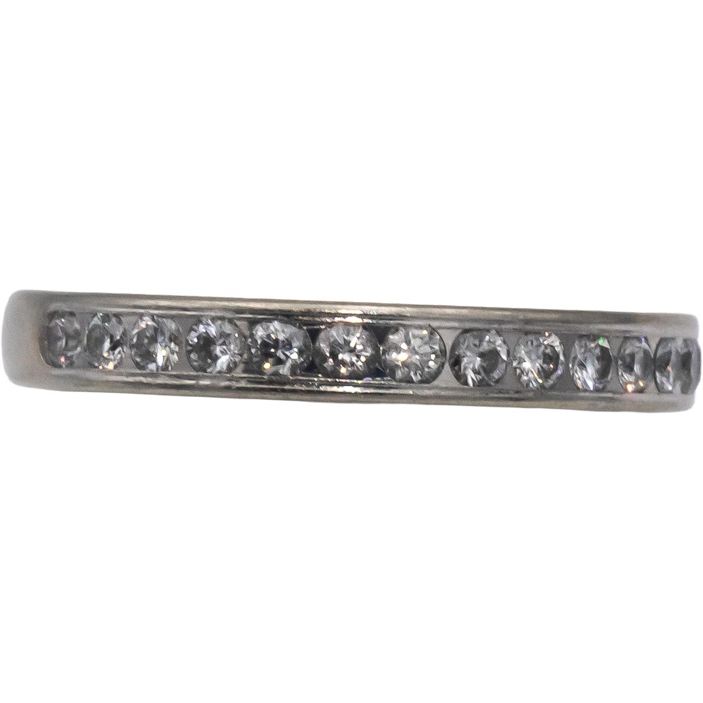 14k White Gold VS Round Bezel Set Diamond Wedding Band Ring 0.40CT Size 6