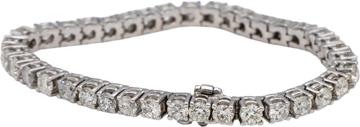 14k White Gold Round Diamond Tennis Bracelet 11.05CT