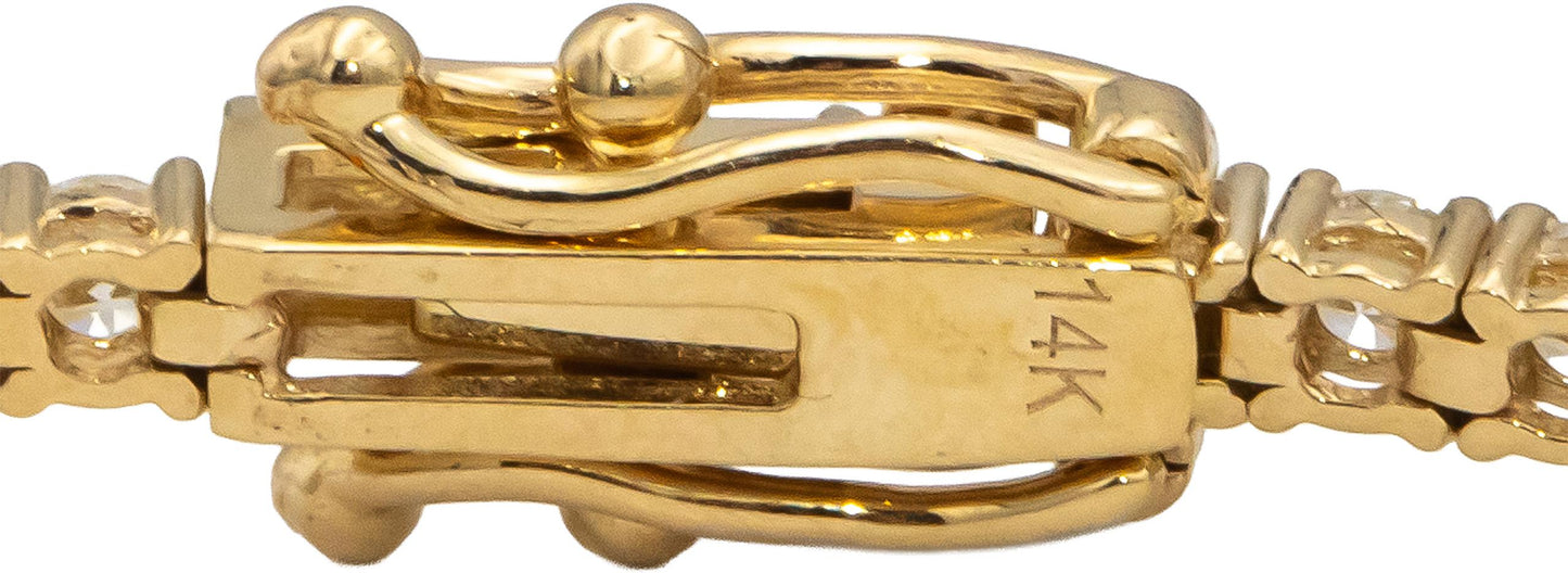 14k Yellow Gold VS Round Diamond Tennis Bracelet 3.07CT