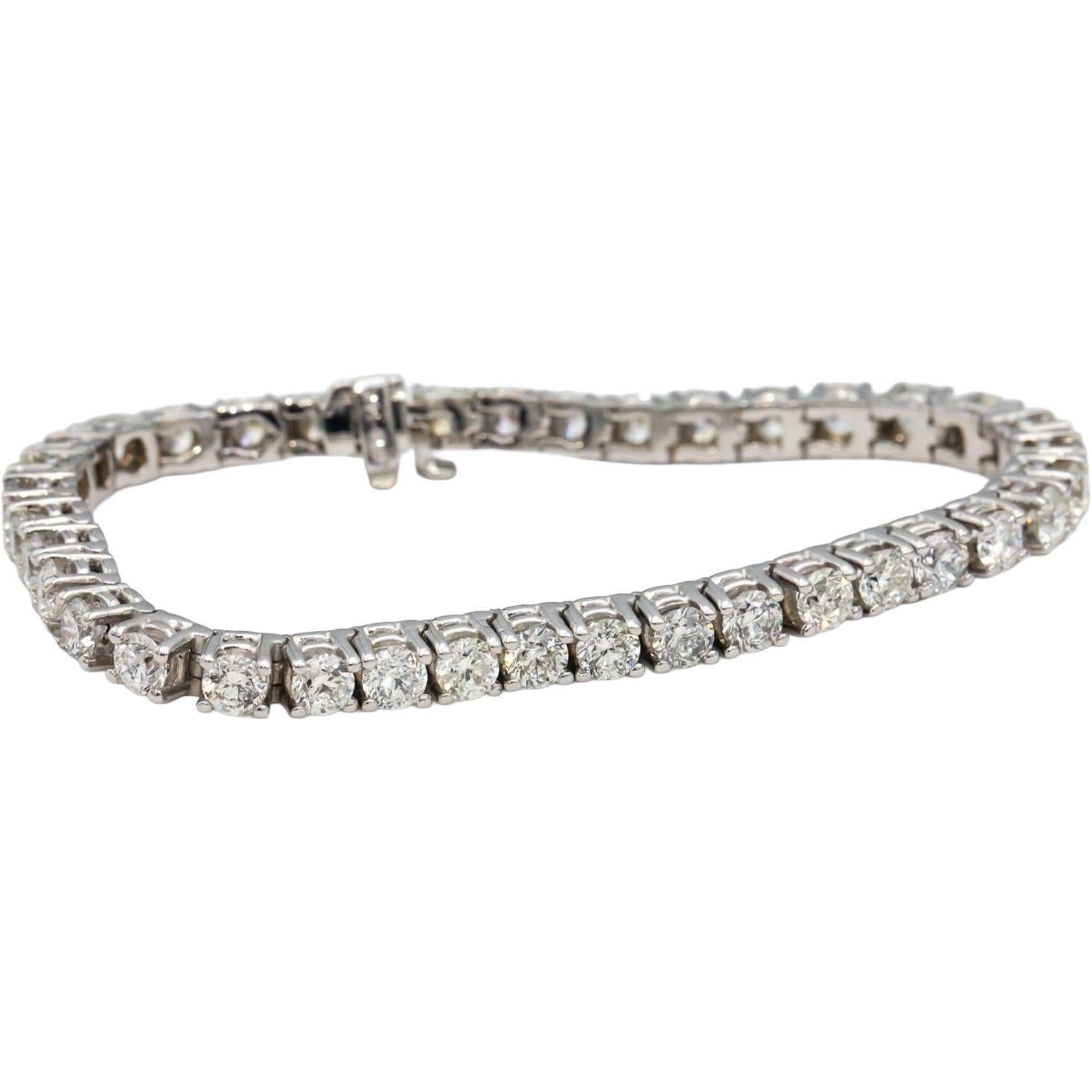 14k White Gold Round Diamond Tennis Bracelet 11.61CT
