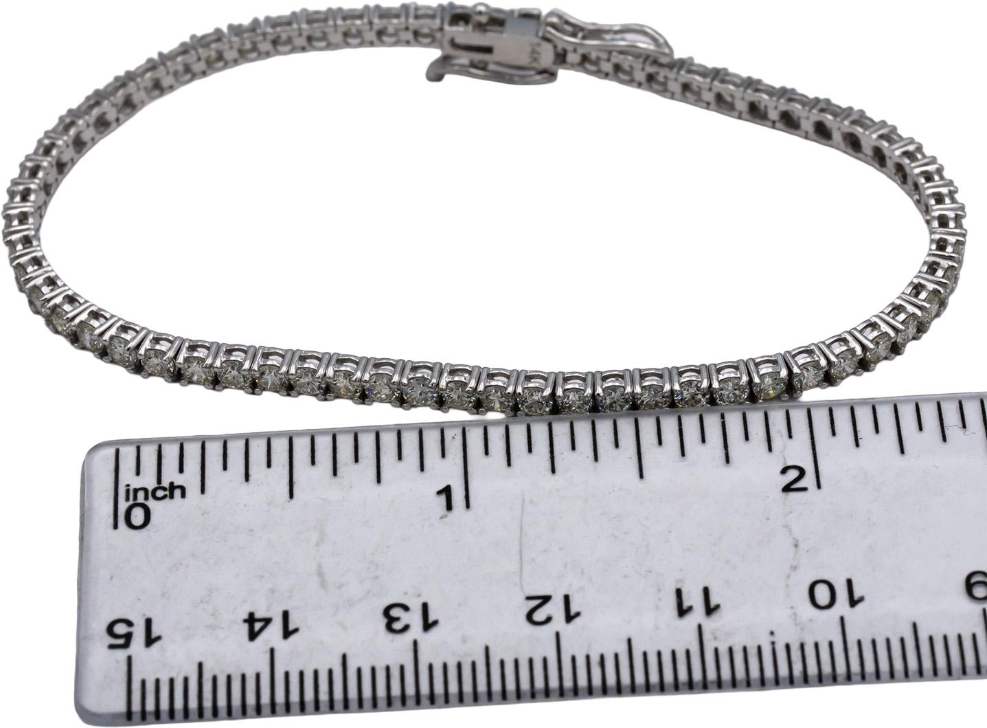 14k White Gold VS Round Diamond Tennis Bracelet 4.51CT