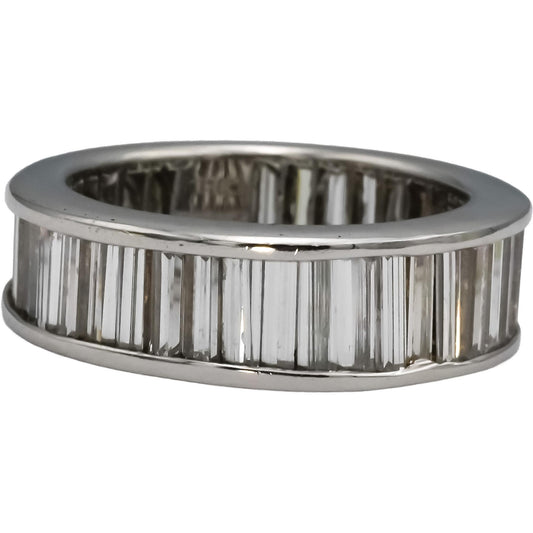 18k White Gold VS Baguette Cut Channel Set Band Ring 4.50CT Size 5.5
