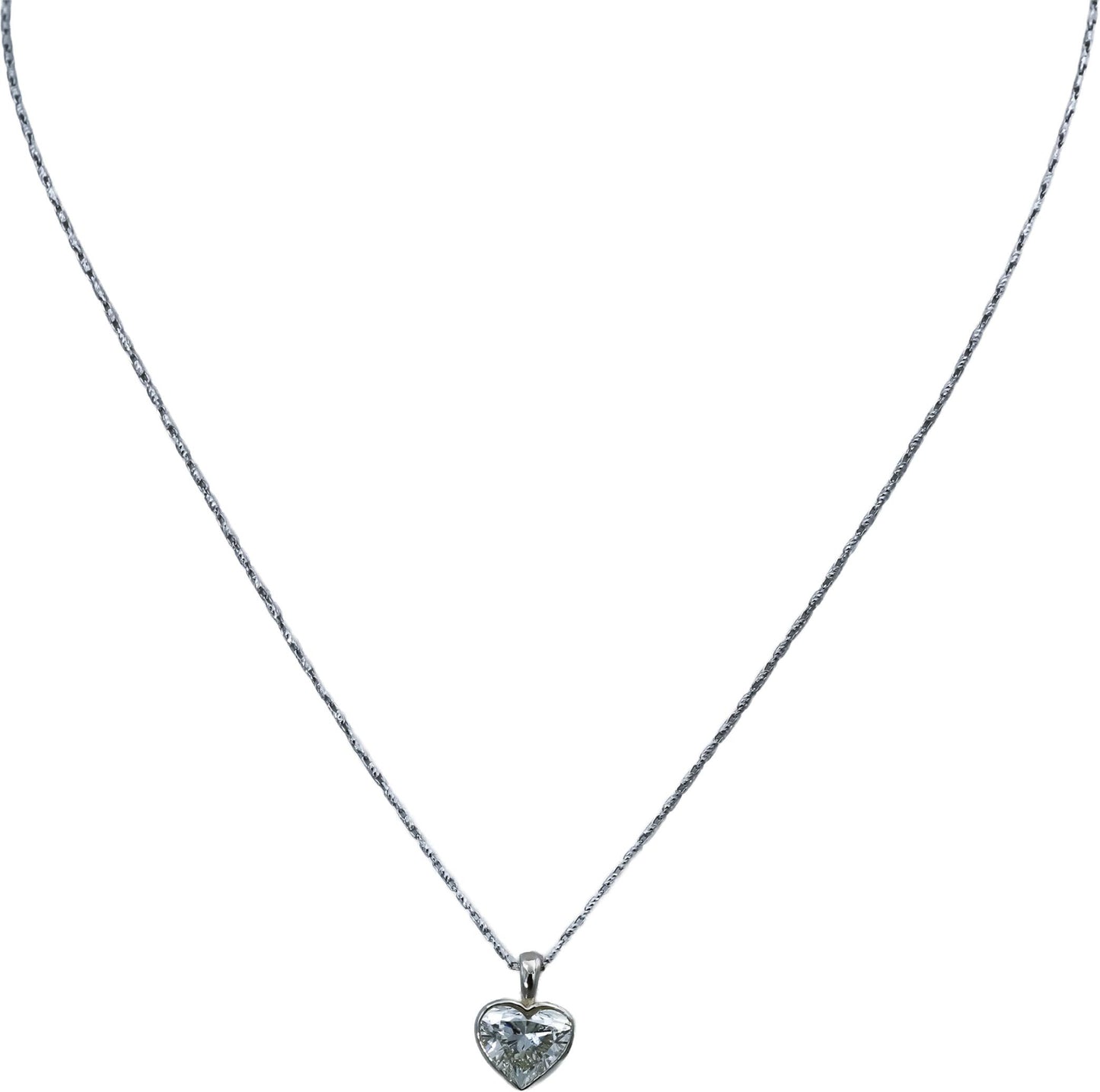 HRD Certified 14k White Gold Heart Cut Solitaire Diamond Pendant Necklace 2.01CT