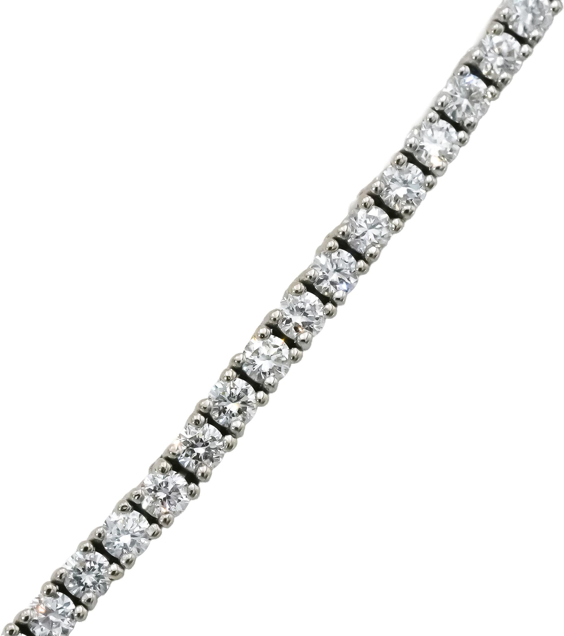 14k White Gold VS Round Diamond Tennis Necklace 5.81CT