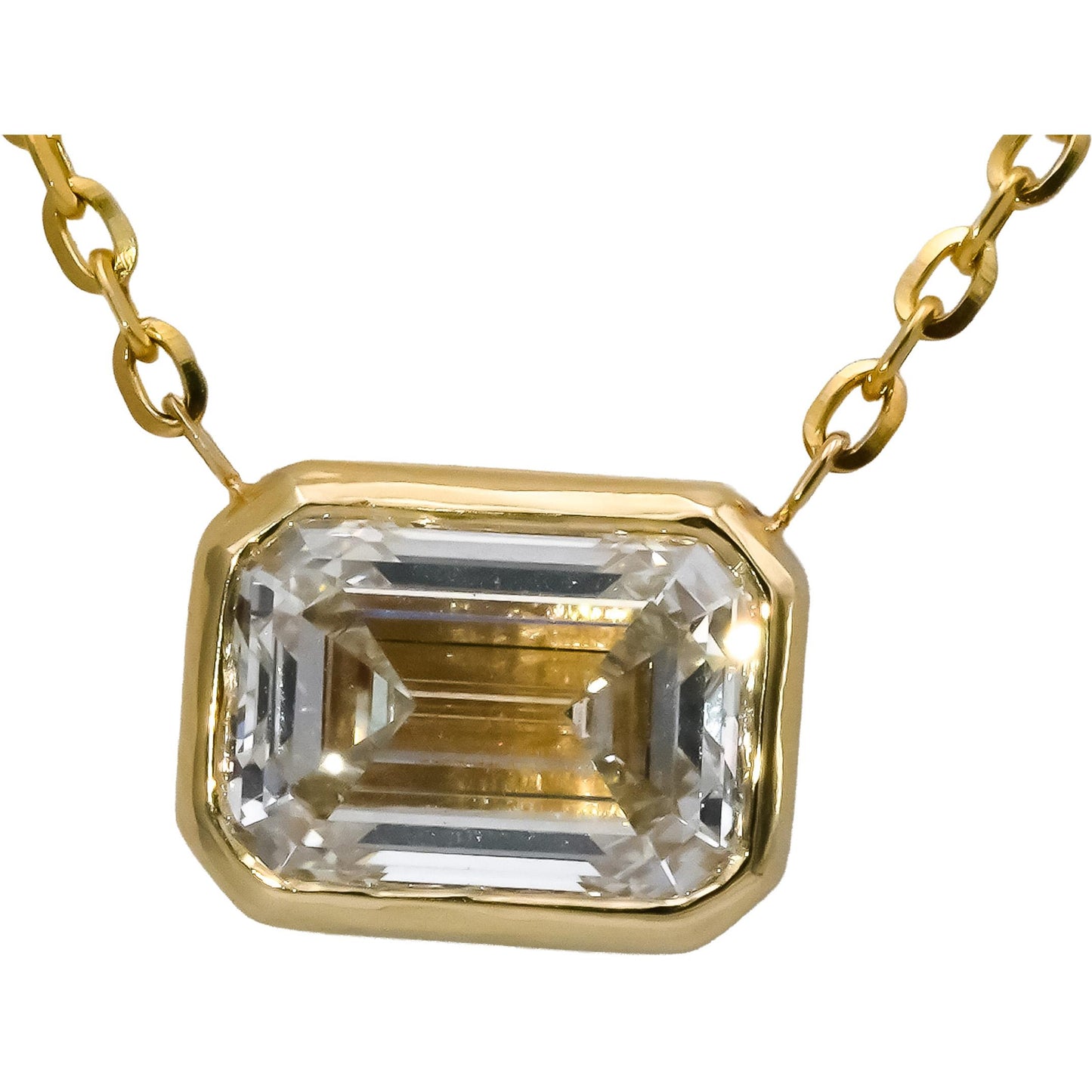 14k Yellow Gold VS Radiant Cut Lab-Grown Diamond Pendant Necklace 3.69CT