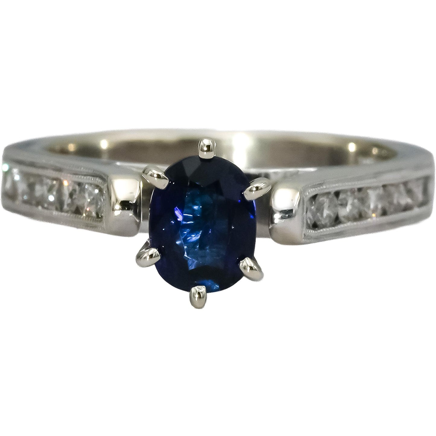 14k White Gold VS Diamond and Sapphire Cocktail Ring 1.19CT Size 6