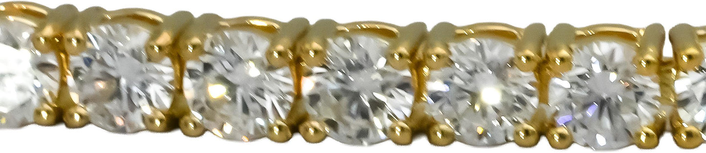 14k Yellow Gold VS Round Lab-Grown Diamond Tennis Bracelet 5.45CT