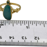 14k Yellow Gold Cabochon Opal Cocktail Ring w/ Green Diamond Accent Size 5.5