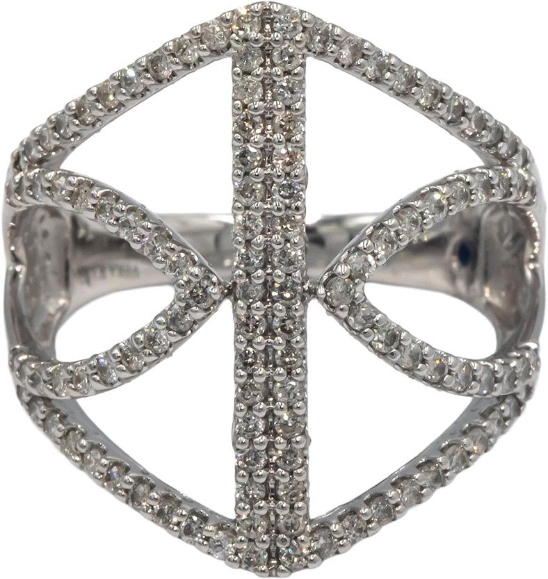 VERA WANG LOVE 10k White Gold 0.73CT Diamond Modern Style Ring Size 7