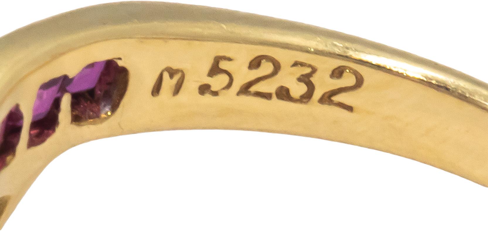 KALATI 18k Yellow Gold 0.90CT Diamond and Ruby Band Ring Size 6.5