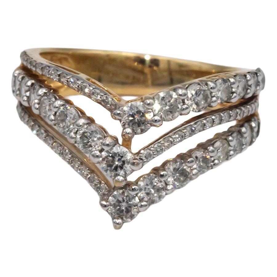 10k Yellow Gold 1.50CT Diamond Chevron Style Ring Size 7
