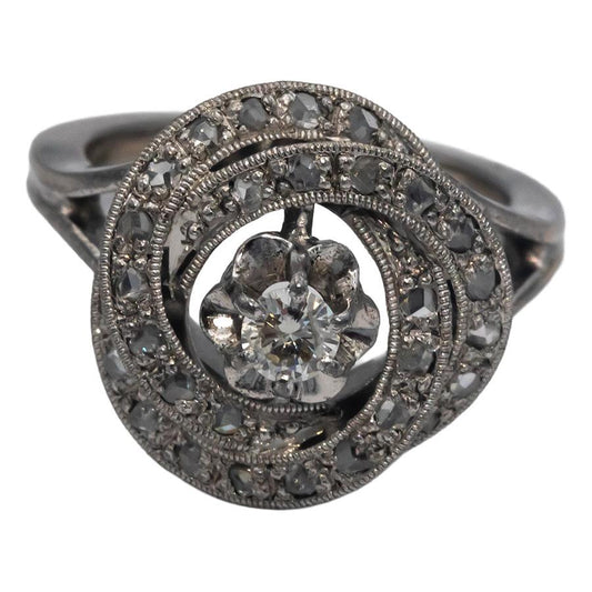 14k White Gold 0.45CT Diamond Swirl Cocktail Ring Size 6