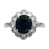 GIA Certified Platinum Diamond and Burma No Heat Sapphire Halo Ring 3.35CT