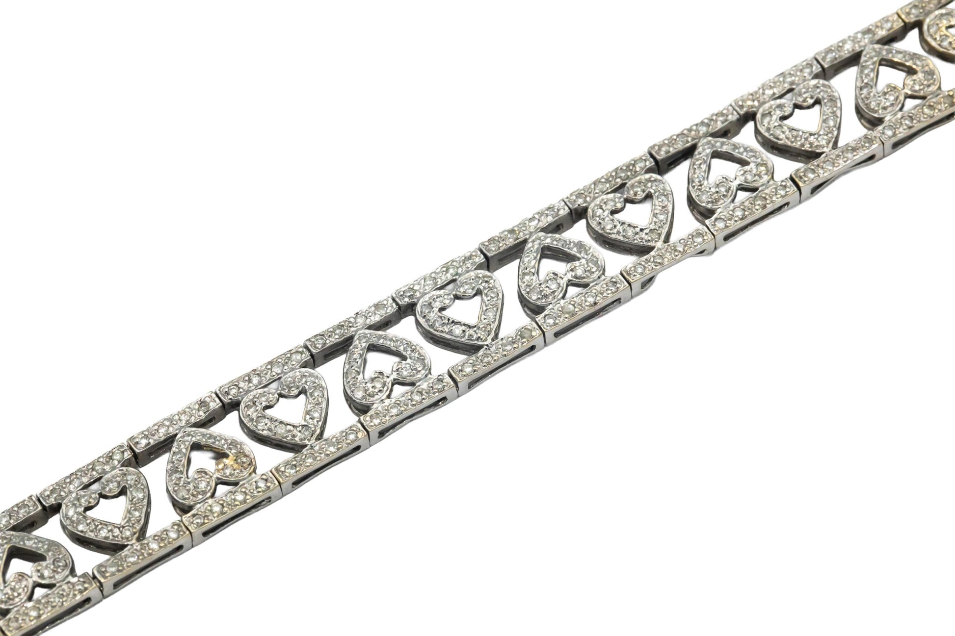 18k White Gold Jewelry Round Diamond Heart Bracelet 1.92CT