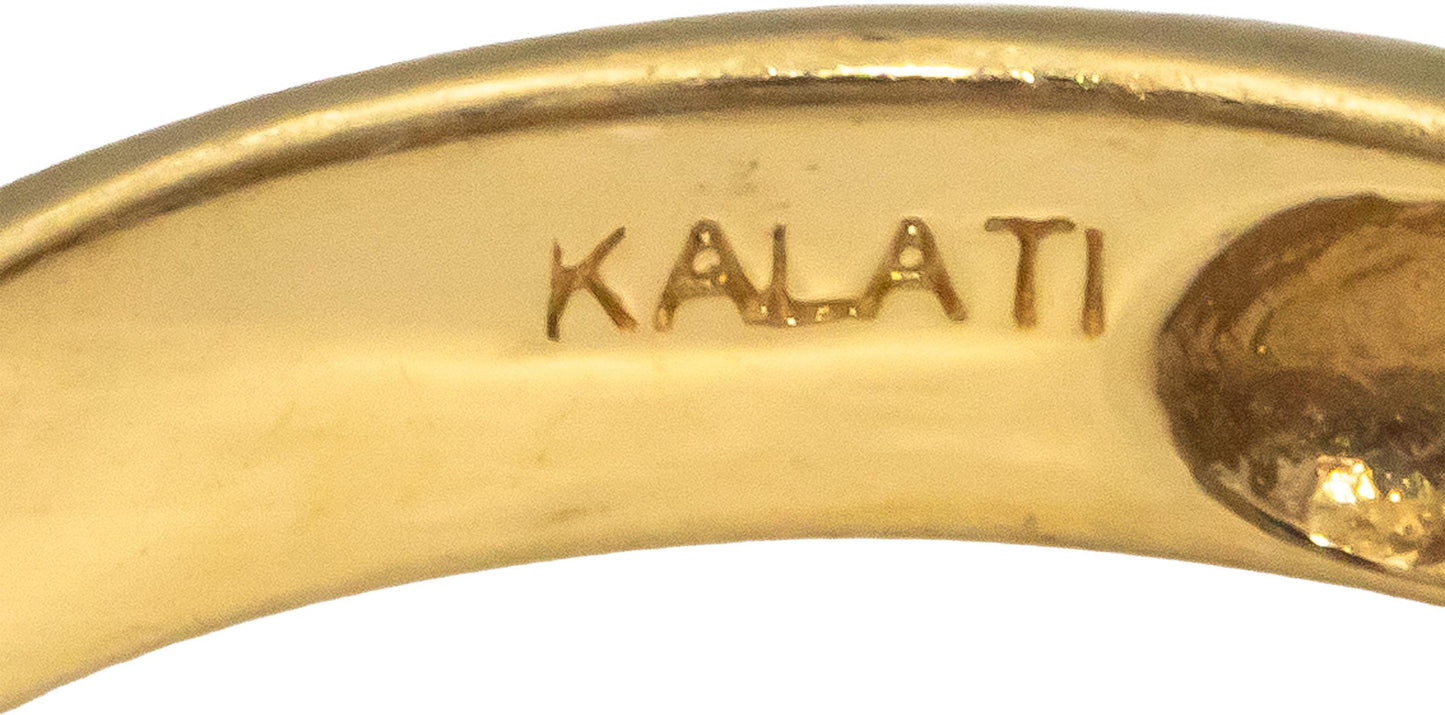 KALATI Designer 14k Yellow Gold Diamond and Tanzanite Ring 0.90CT Size 6.75