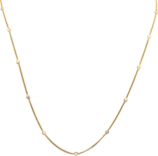 10k Yellow Gold 0.60CT VS Diamond By The Yard Thin Chain Necklace