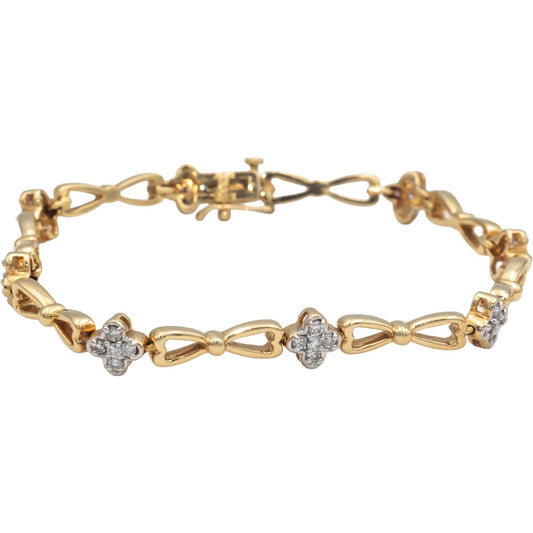 14k Yellow Gold 0.75CT Diamond Floral Fancy Link Bracelet