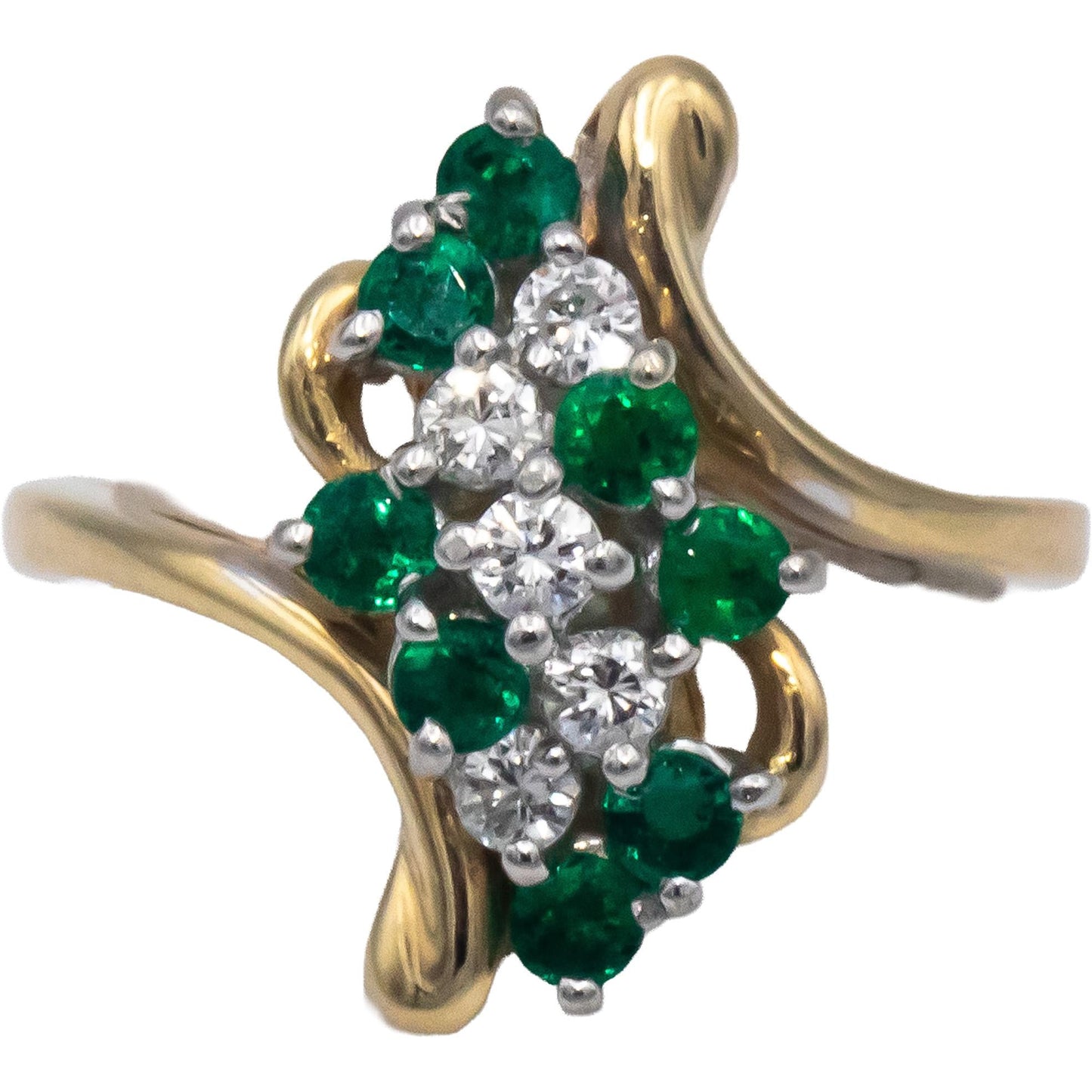 14k Yellow Gold 0.50CT VS Diamond and Emerald Cocktail Ring Size 5.25