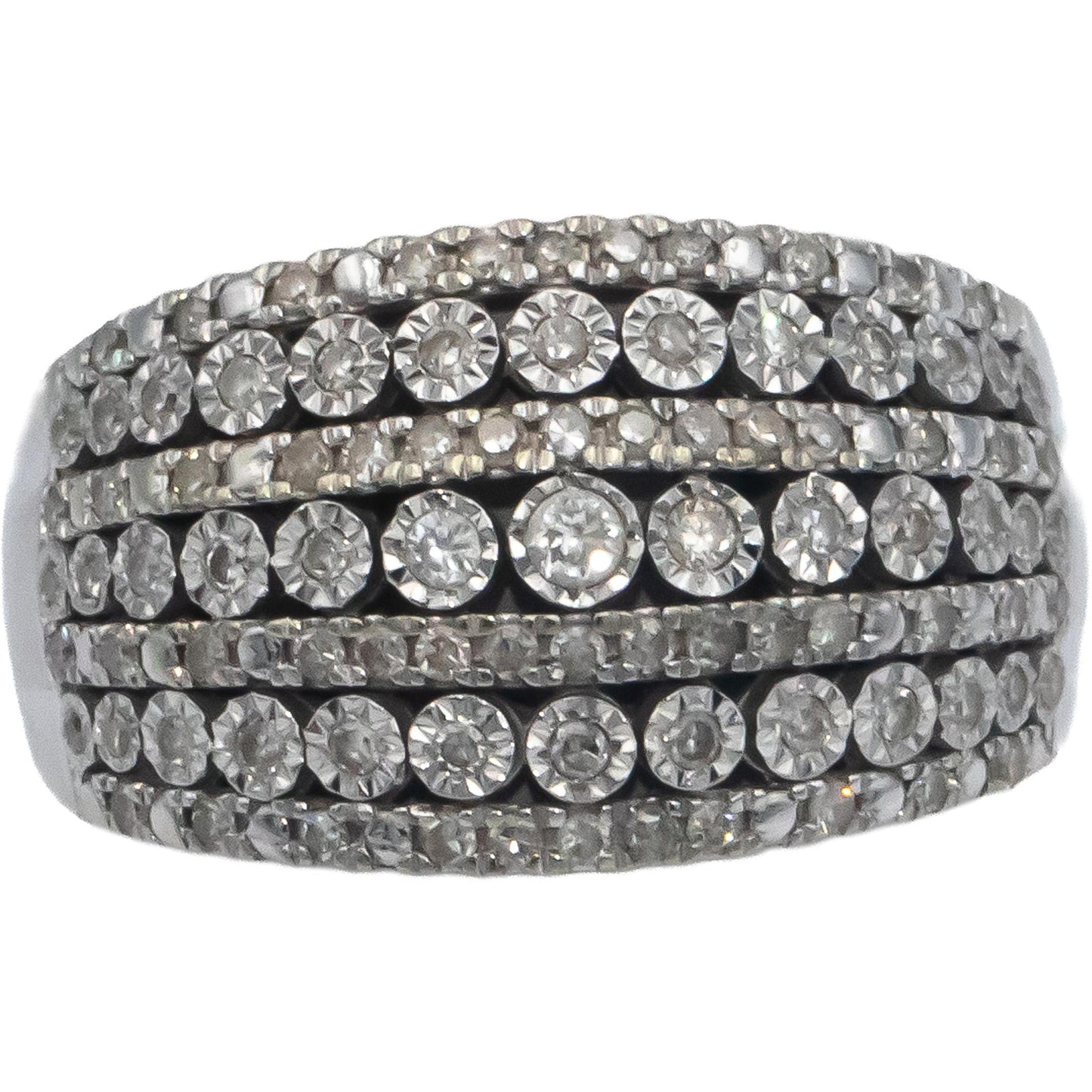 10k White Gold 0.50CT Round Cut Diamond Wide Band Ring Size 7