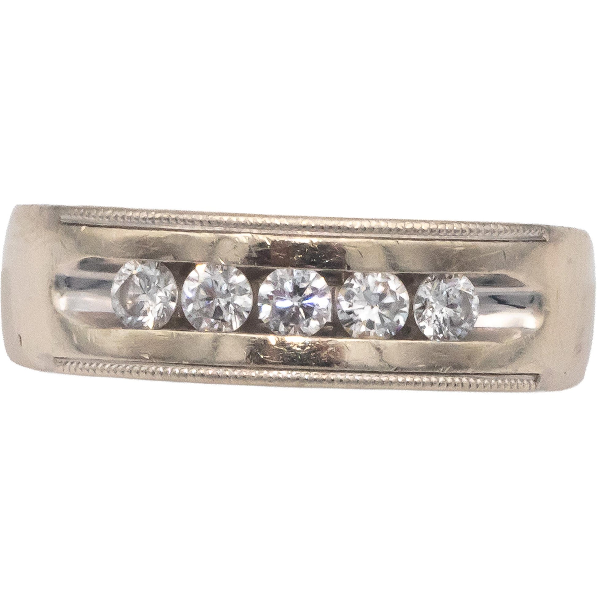 14k White Gold 0.50CT Round Cut Diamond Wedding Band Ring Size 9.75