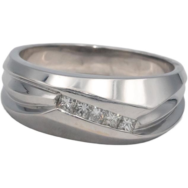 18k White Gold 0.25CT Round Cut Diamond Five Stone Wedding Band Ring Size 9.75