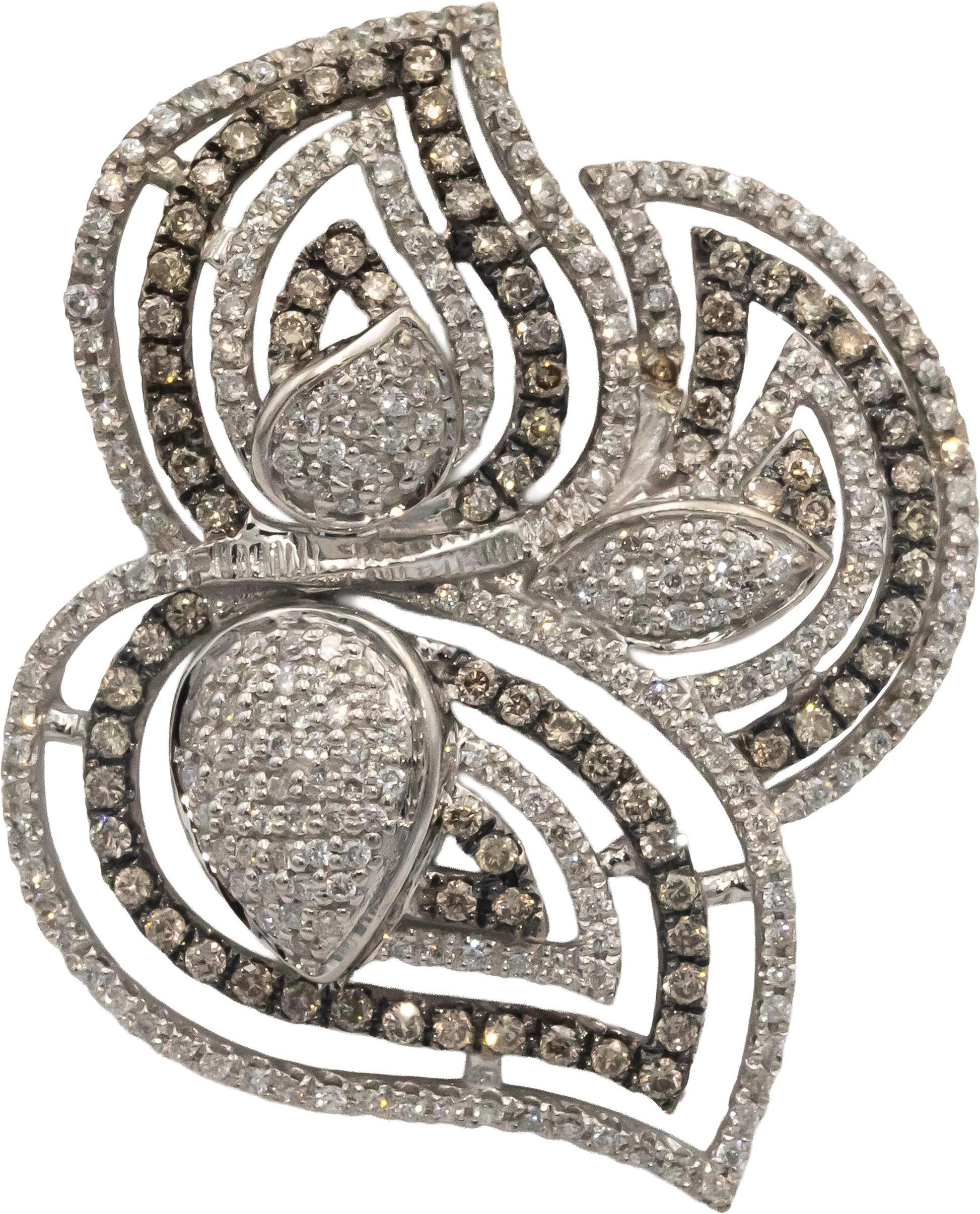 14k White Gold Jewelry 1.0CT VS Diamond Cluster Floral Ring Size 7