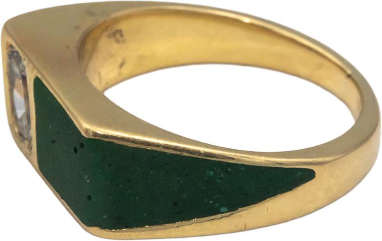 14k Yellow Gold 0.32CT VS Diamond and Green Stone Ring Size 5.5