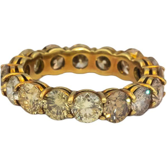 18k Yellow Gold 5.15CT Mixed Colors Diamond Eternity Band Ring Size 6.5