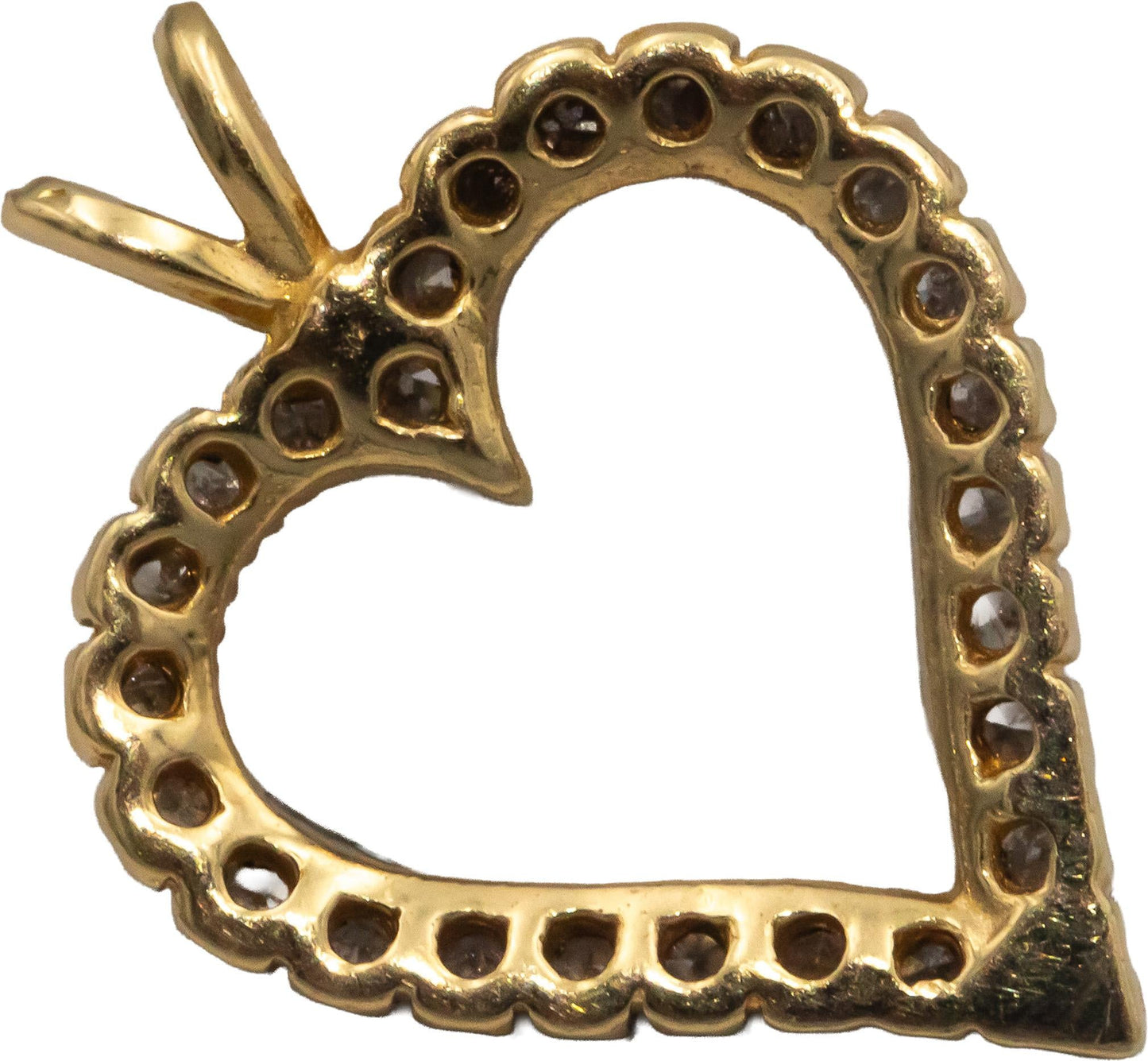 14k Yellow Gold 0.25CT Round Cut Diamond Open Heart Pendant