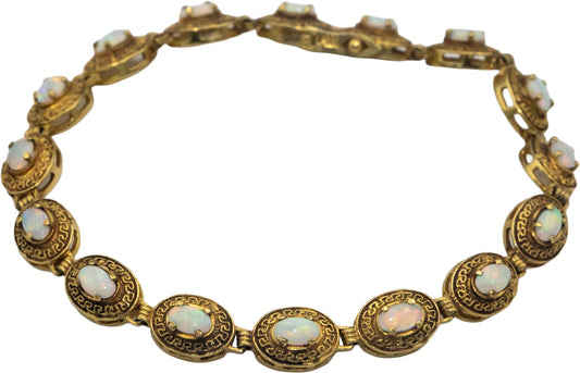 14k Yellow Gold Jewelry 3.0CT Cabochon Cut Opal Bracelet