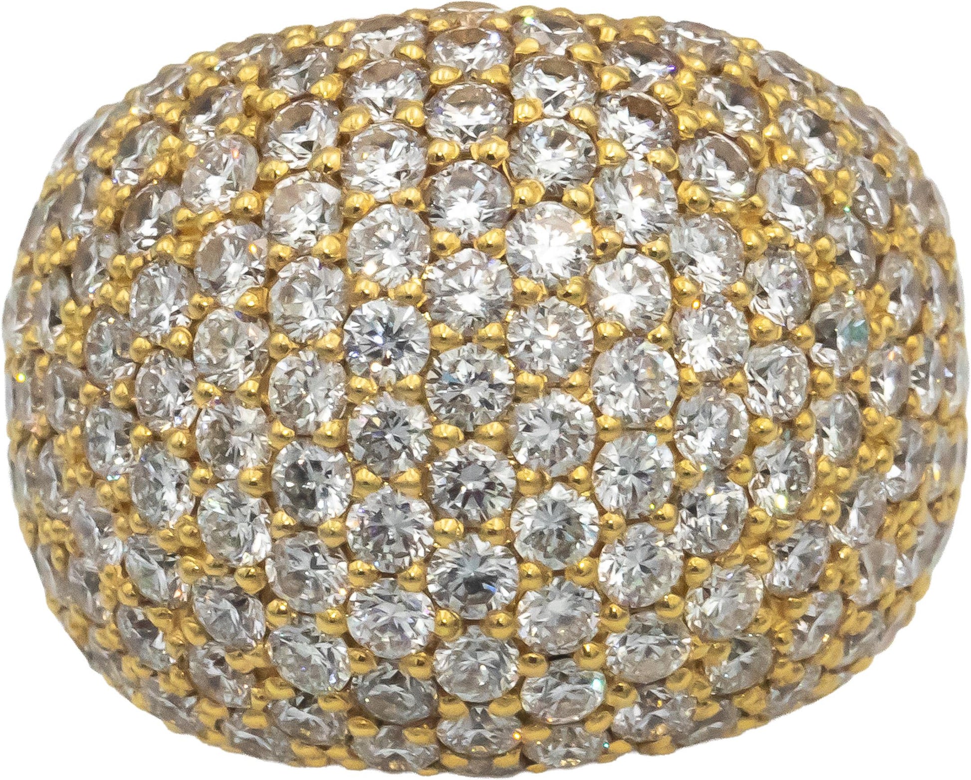 14k Yellow Gold Round Cut Lab Grown Cluster Pave Dome Ring 8.0CT Size 7.75