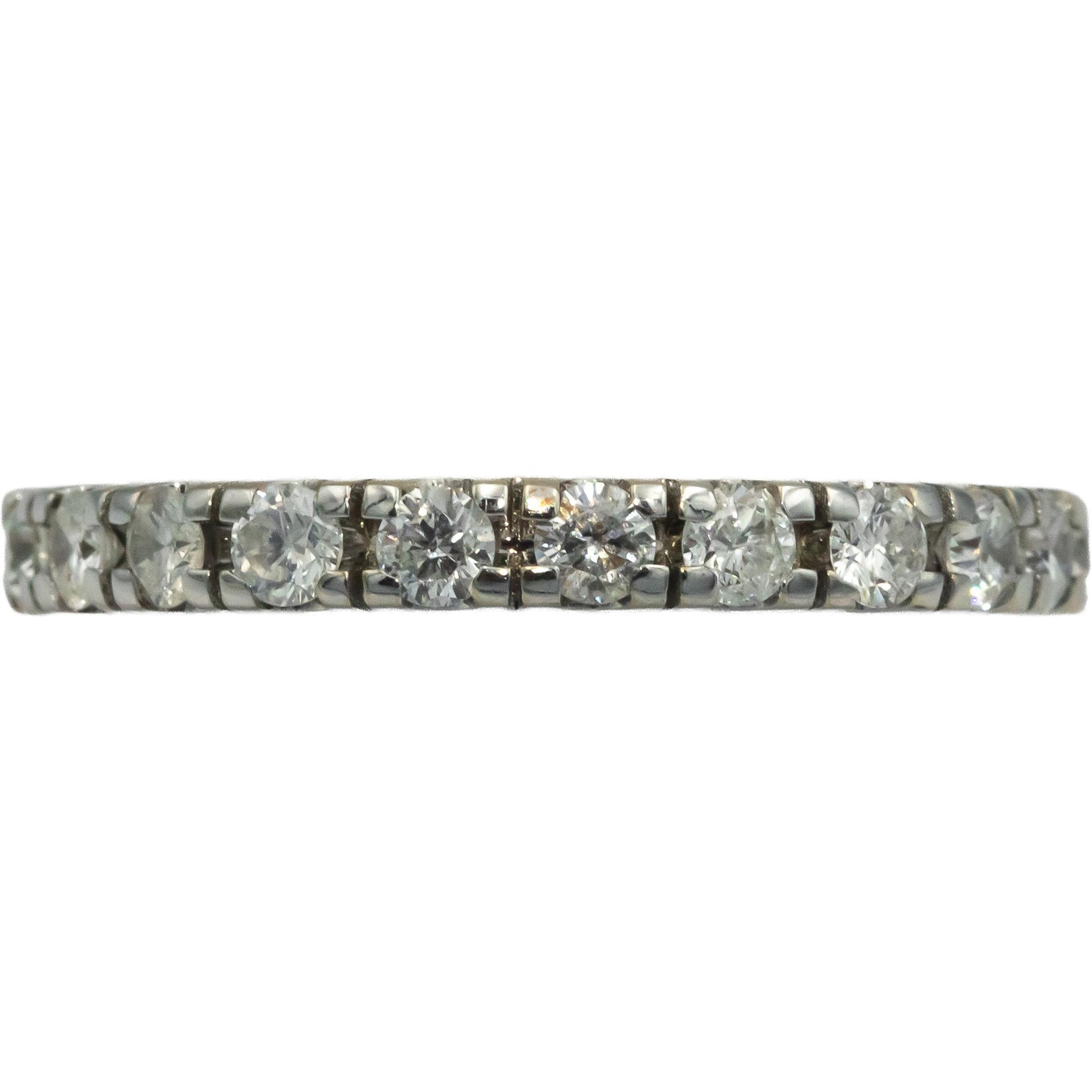 18k White Gold Round Diamond Semi-Eternity Band Ring 0.72CT Size 7.5
