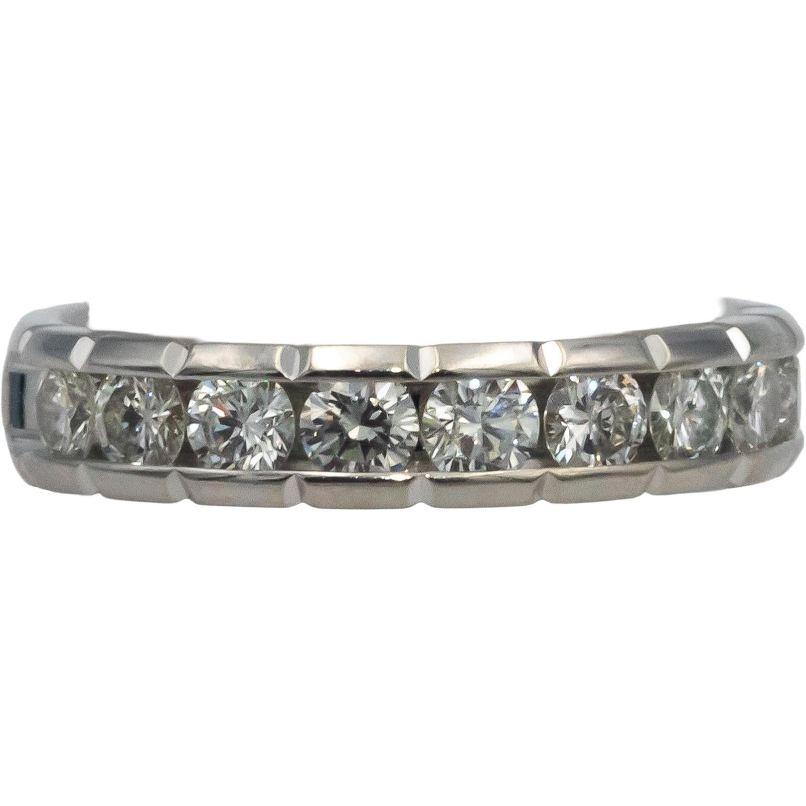 14k White Gold 1.0CT VS Round Cut Diamond Wedding  Band Ring Size 7
