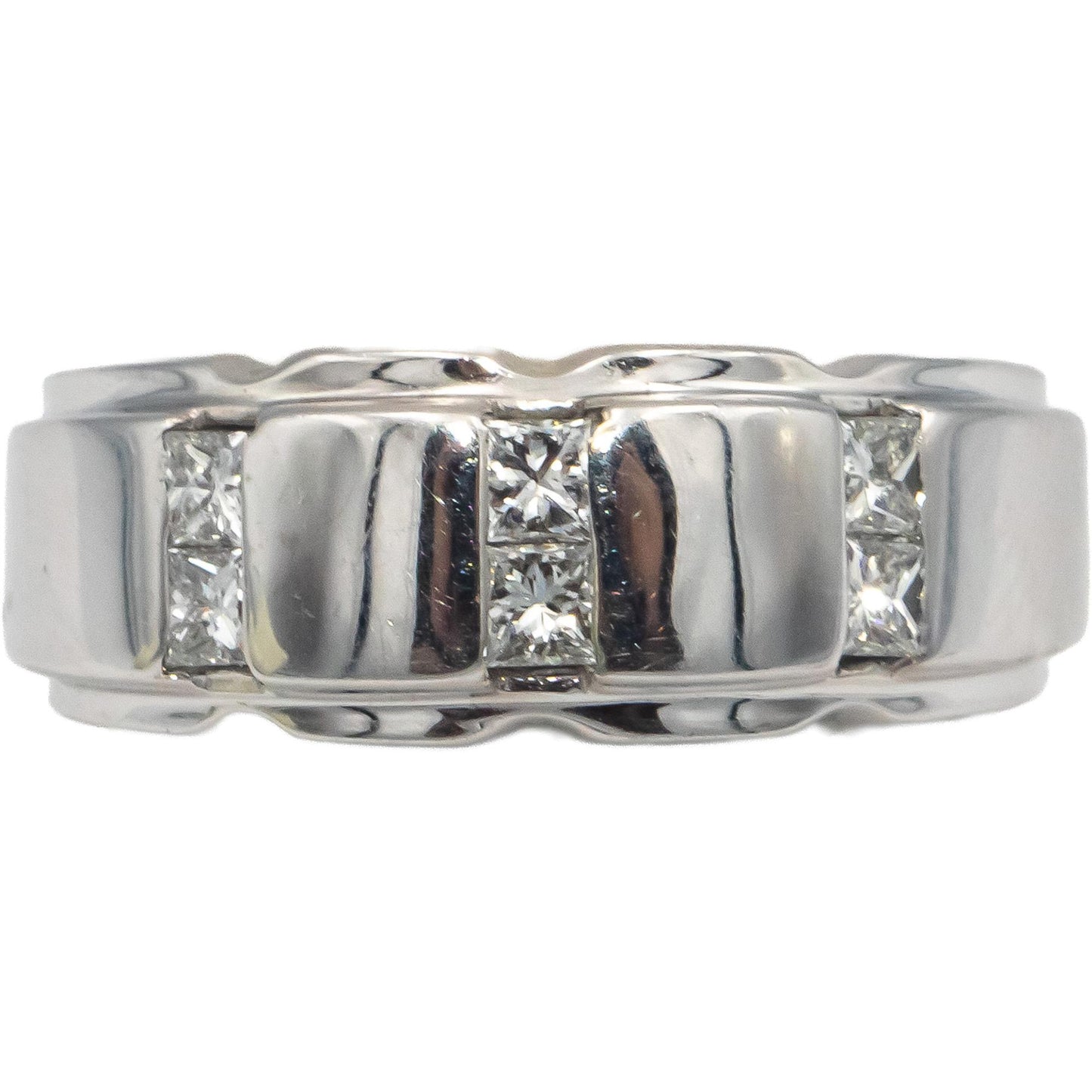 14k White Gold Jewelry Round Cut Diamond Band Ring 0.60CT Size 8