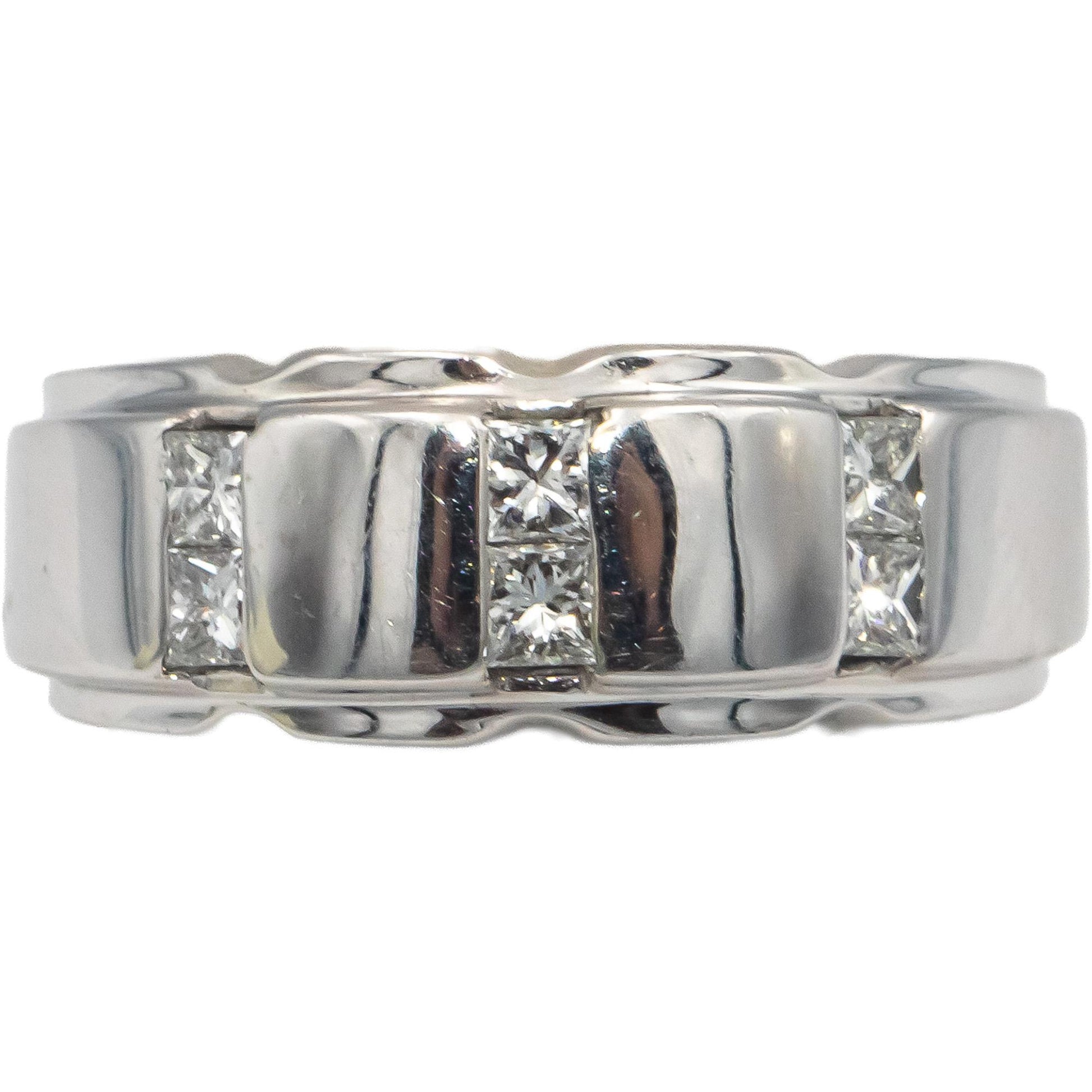 14k White Gold Jewelry Round Cut Diamond Band Ring 0.60CT Size 8